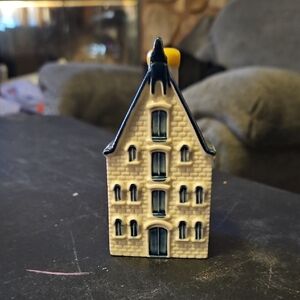 KLM Delft Ceramic House Figurine with Blue Accents Collectable # 70